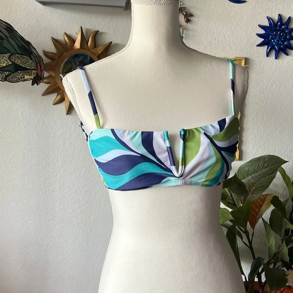 Sanctuary Size medium Blue and green Bikini Top Swimsuit top